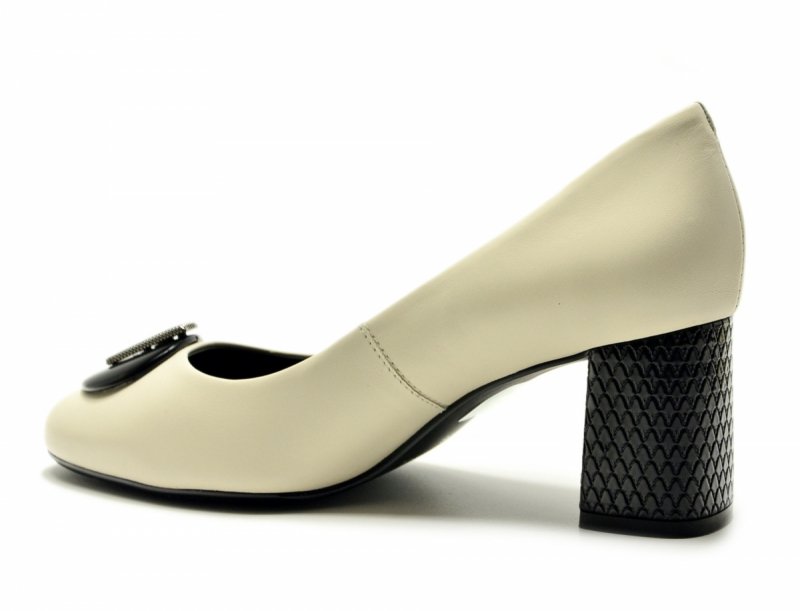 Czółenka 37 skóra złamana biel póbuty 11804 na obcasie CAPELLI ROSSI