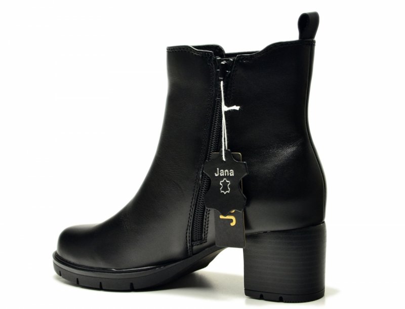 Botki skóra damskie 41 JANA 25730 czarne skórzane na obcasie