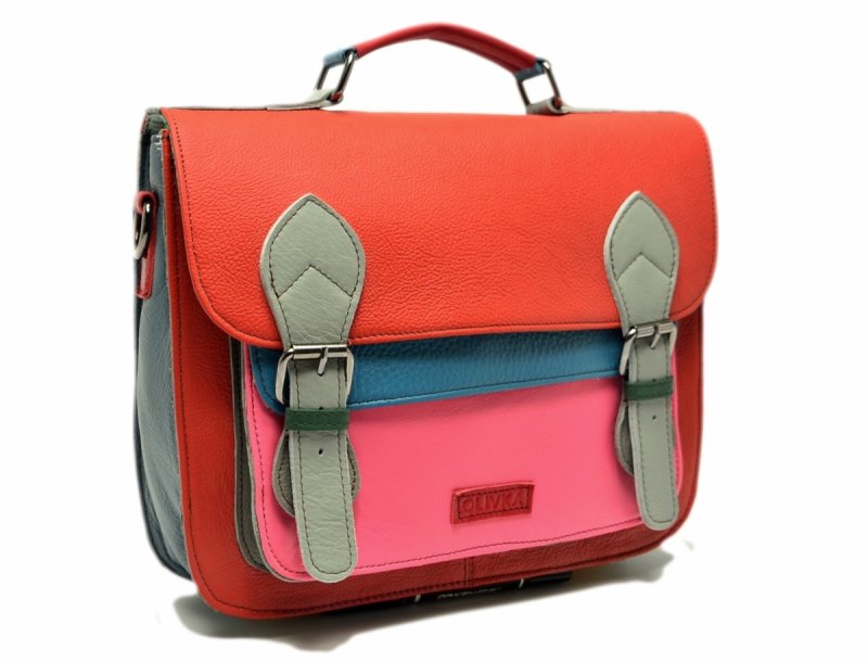 Torebka listonoszka OLIVKA skóra kolorowa skórzana 