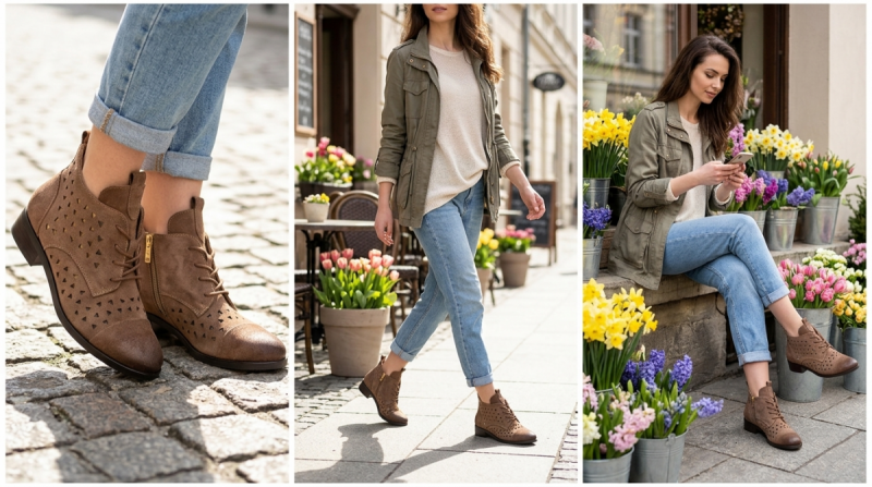 Botki 39 beżowe VINCEZA 58620 ażurowane zamsz beż damskie