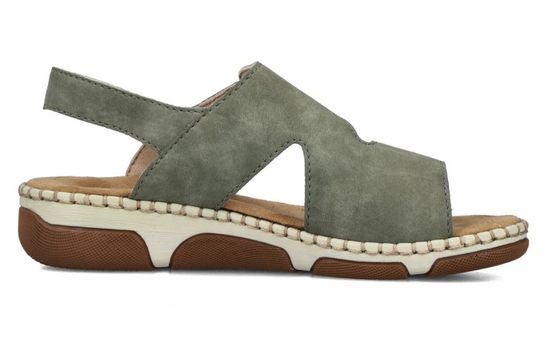 Sandałki zielone 41 RIEKER 66280 płaskie damskie