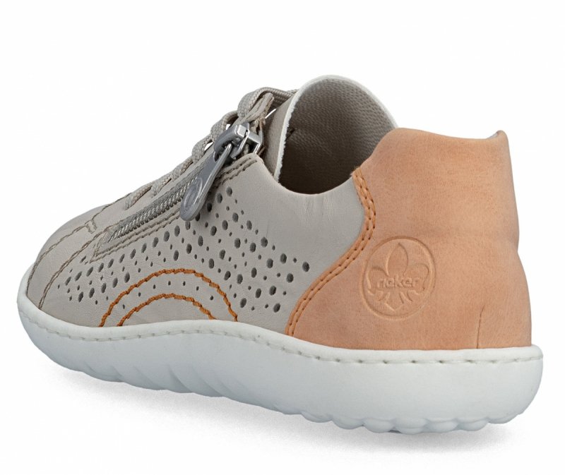 Półbuty sneakersy 39 RIEKER 52824 beżowe skóra damskie skórzane ażurowane