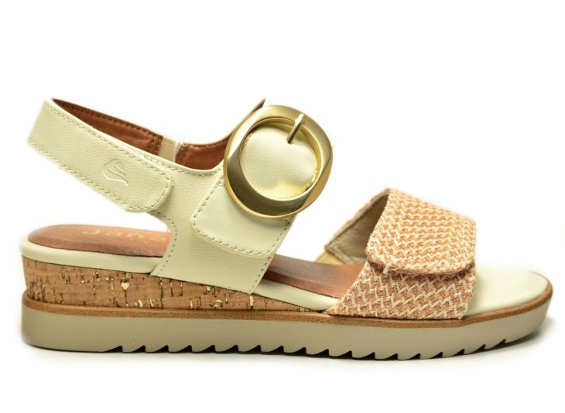 Sandały beż 39 JANA 28776 na platformie koturnie beżowe kremowe