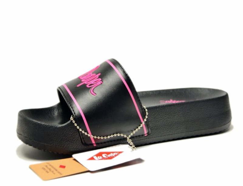 Klapki damskie 38 LEE COOPER 3530 czarne różowe