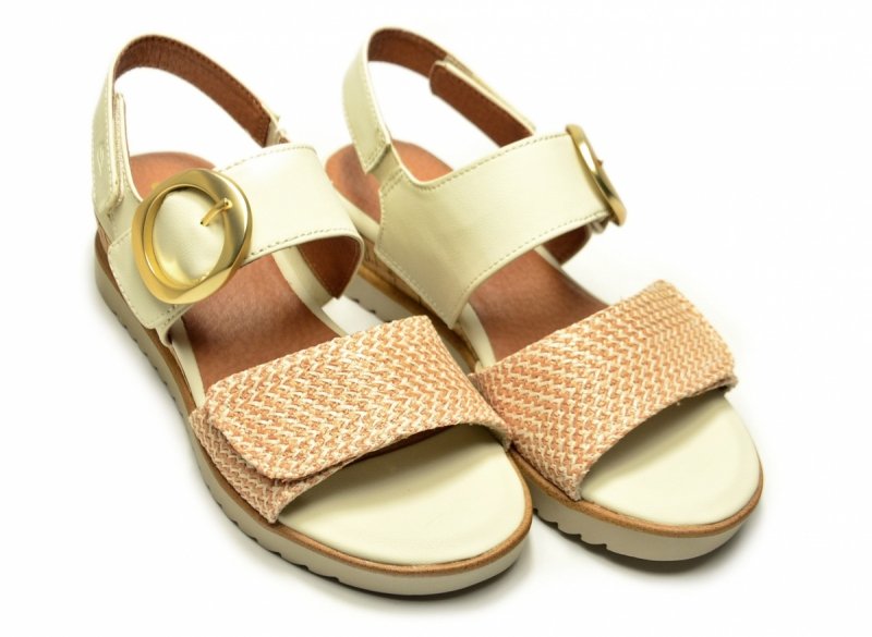 Sandały beż 38 JANA 28776 na platformie koturnie beżowe kremowe