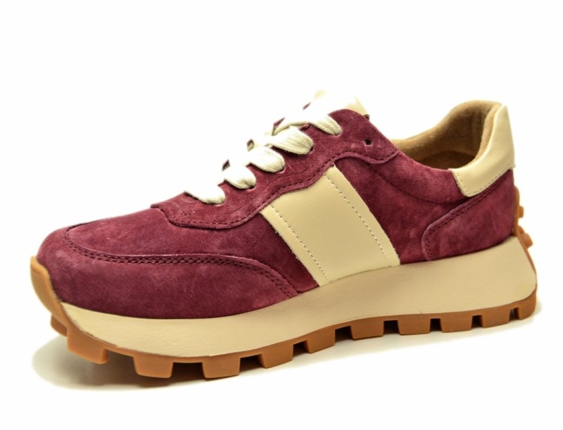 Półbuty sneakersy 39 skóra FILIPPO 7112 bordowe skórzane bordo zamsz 