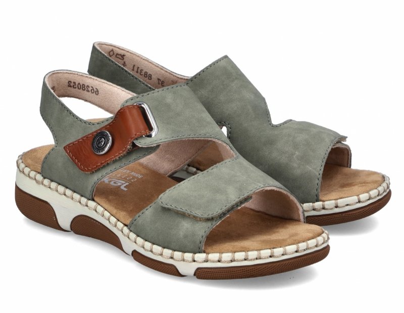 Sandałki zielone 38 RIEKER 66280 płaskie damskie