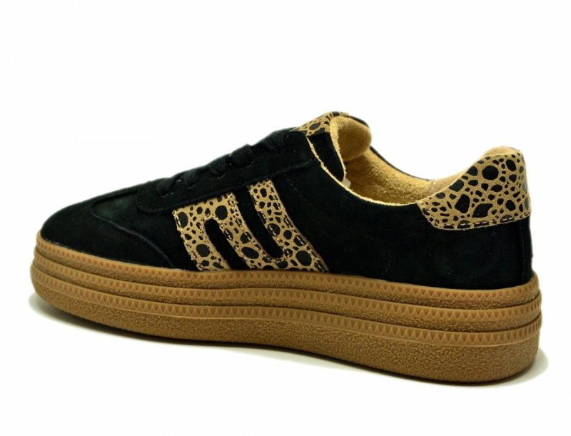 Półbuty sneakersy 40 skóra FILIPPO 7114 czarne skórzane zamsz panterka
