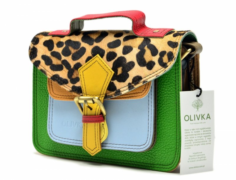 Torebka listonoszka OLIVKA skóra kolorowa skórzana 