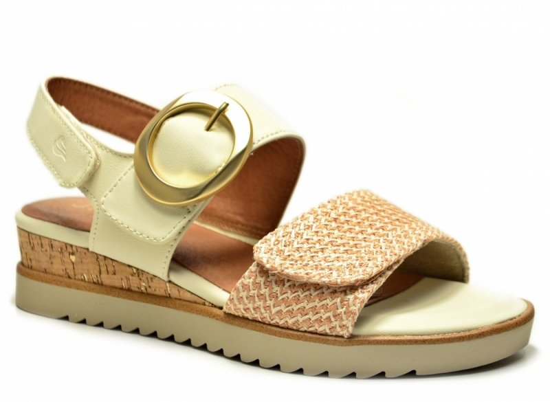 Sandały beż 36 JANA 28776 na platformie koturnie beżowe kremowe