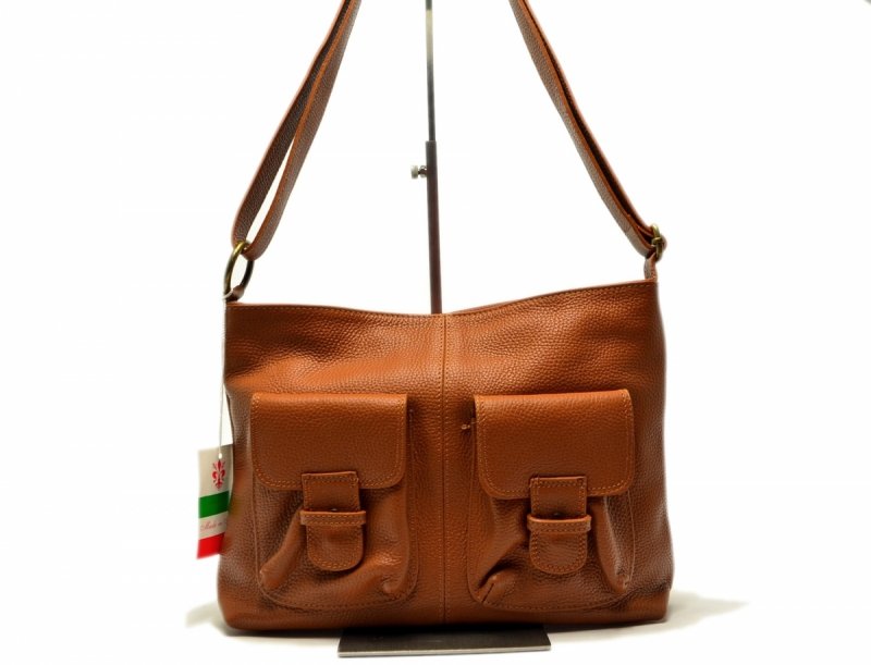 TOREBKA skórzana MIKO skóra camel damska listonoszka brązowa brąz