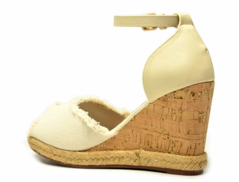 Sandały WRANGLER 37 LORETTA espadryle beżowe na koturnie damskie kremowe