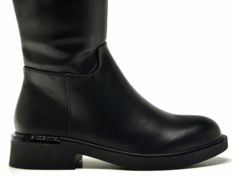 Kozaki 38 VINCEZA 66822 czarne skóra skórzane damskie płaskie