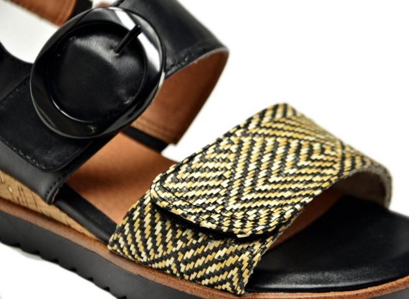 Sandały czarne beż 37 JANA 28776 na platformie koturnie beżowe