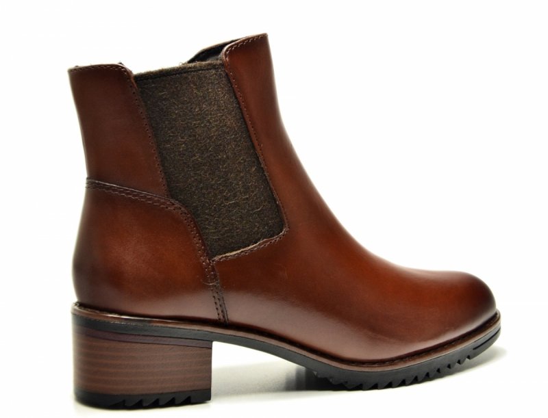 Botki 38 MARCO TOZZI skóra 25376 brązowe skórzane brąz
