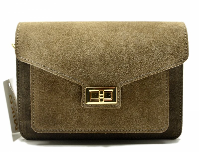 TOREBKA listonoszka MIKO skóra taupe skórzana zamsz damska