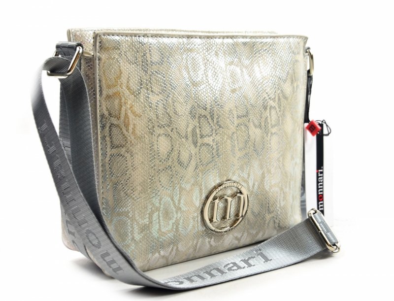 TOREBKA listonoszka MONNARI BAG 0240 srebrna szara wąż
