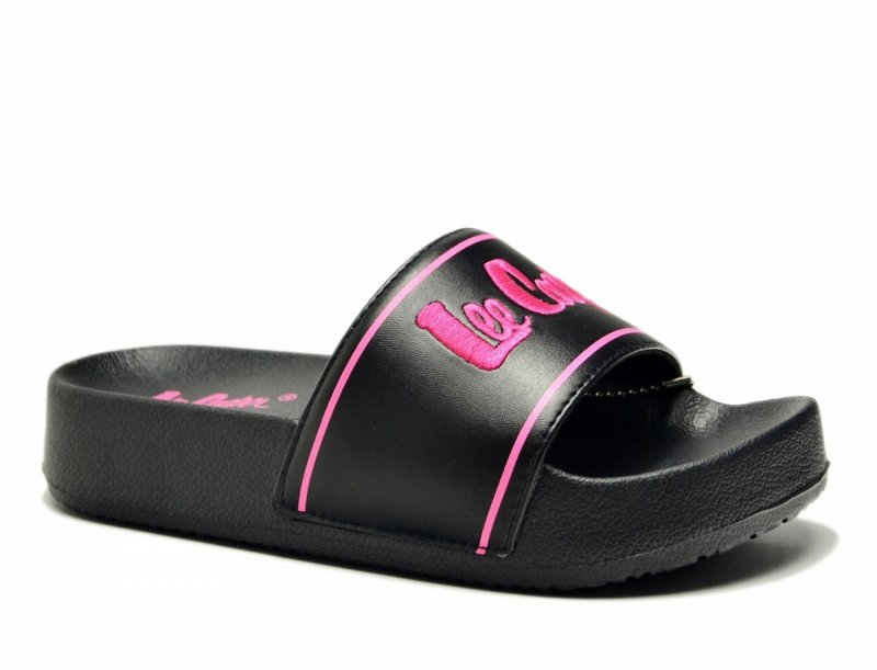 Klapki damskie 37 LEE COOPER 3530 czarne różowe