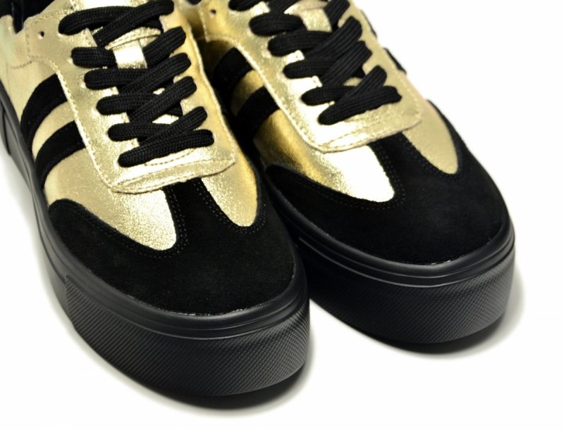 Półbuty sneakersy 37 skóra FILIPPO 6841 złote czarne skórzane 