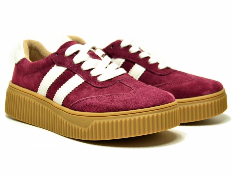 Półbuty sneakersy 40 skóra FILIPPO 6776 bordowe skórzane zamsz bordo