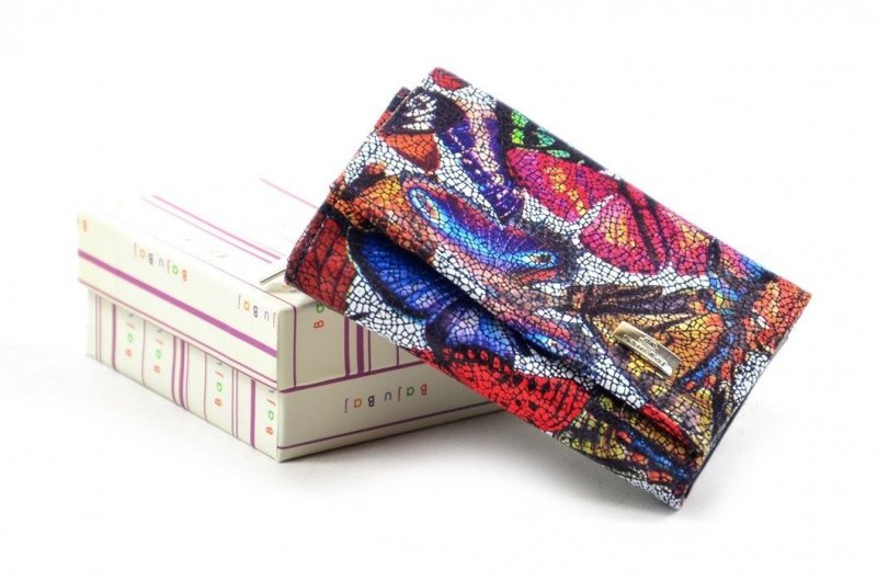 Portfel damski BAJUBAJ skóra granatowy motyle