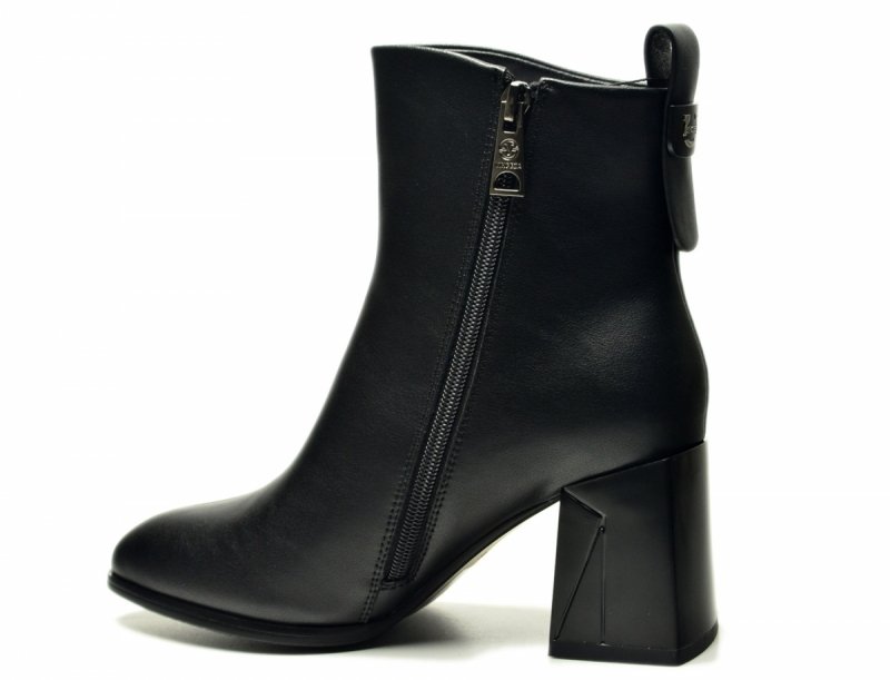 Botki 38 VINCEZA 66812 skóra czarne na obcasie skórzane damskie