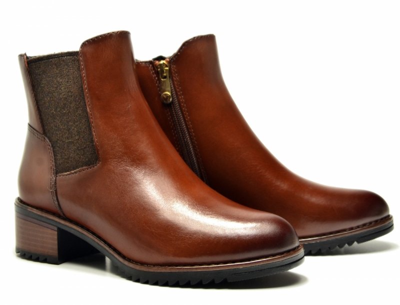 Botki 38 MARCO TOZZI skóra 25376 brązowe skórzane brąz