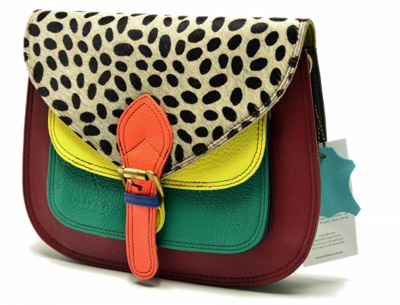 Torebka listonoszka OLIVKA skóra kolorowa skórzana 