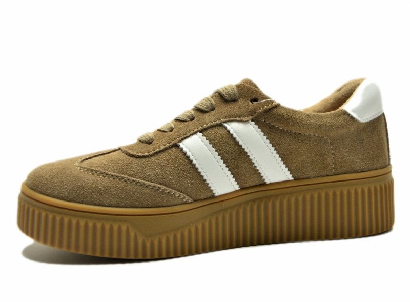 Półbuty sneakersy 41 skóra FILIPPO 6776 beżowe skórzane zamsz beżowe