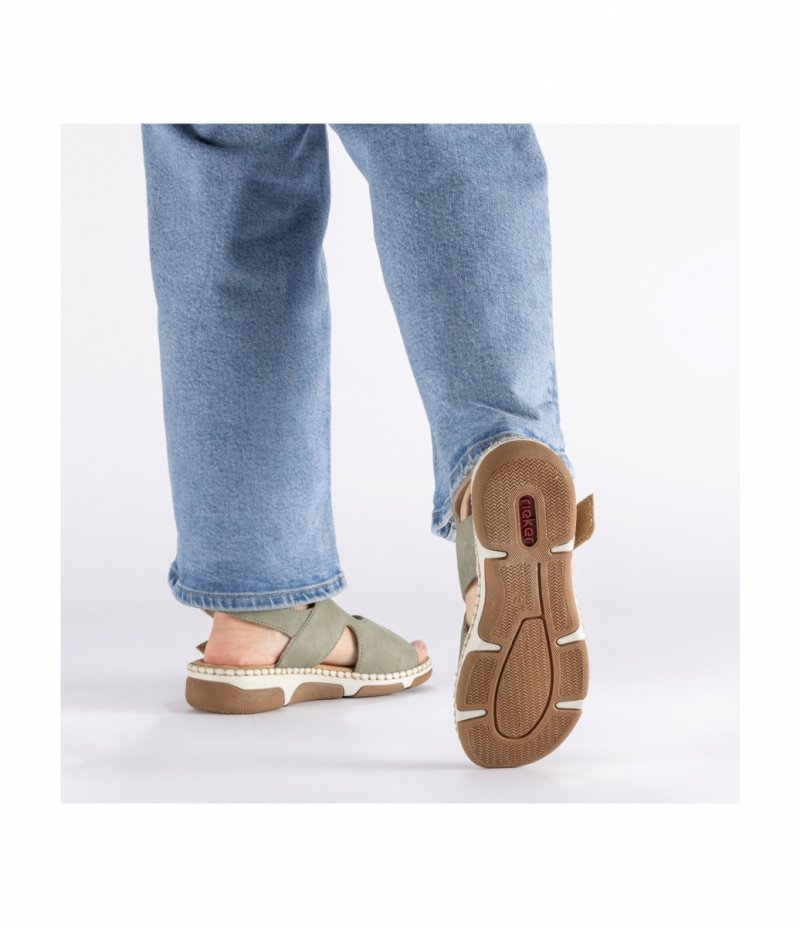 Sandałki zielone 37 RIEKER 66280 płaskie damskie