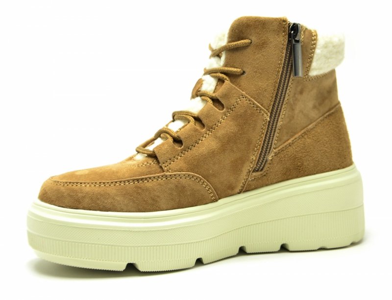 Botki 37 VINCEZA 953546 camel skóra skórzane damskie płaskie