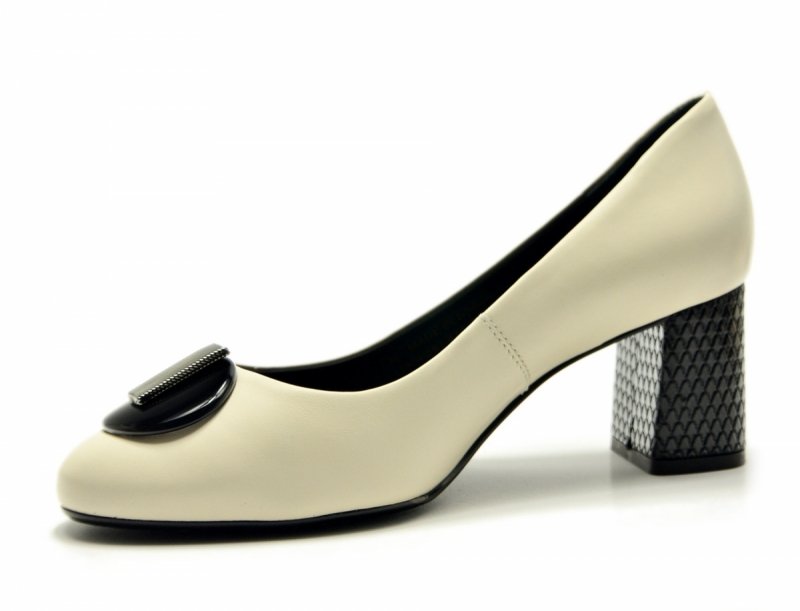 Czółenka 37 skóra złamana biel póbuty 11804 na obcasie CAPELLI ROSSI