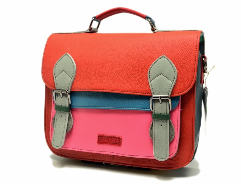 Torebka listonoszka OLIVKA skóra kolorowa skórzana 