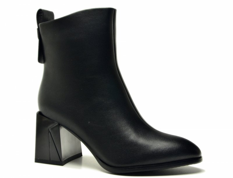 Botki 37 VINCEZA 66812 skóra czarne na obcasie skórzane damskie