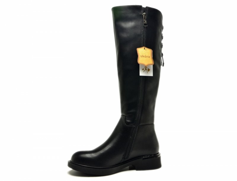 Kozaki 38 VINCEZA 66822 czarne skóra skórzane damskie płaskie