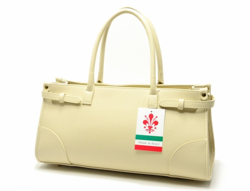 TOREBKA skórzana MIKO skóra beżowa damska jasny beż