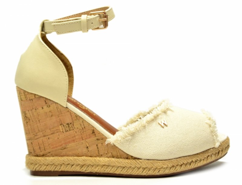 Sandały WRANGLER 37 LORETTA espadryle beżowe na koturnie damskie kremowe
