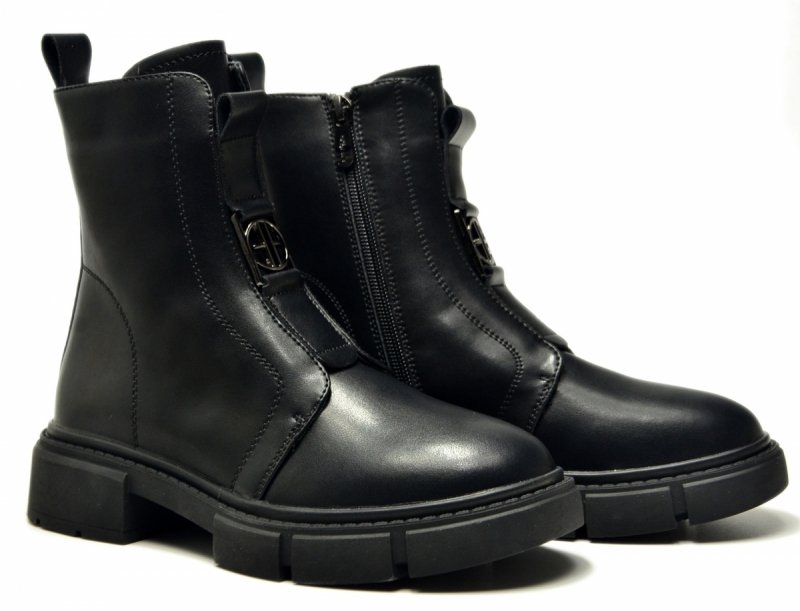 Botki 41 skóra FILIPPO 6524 czarne skórzane damskie 