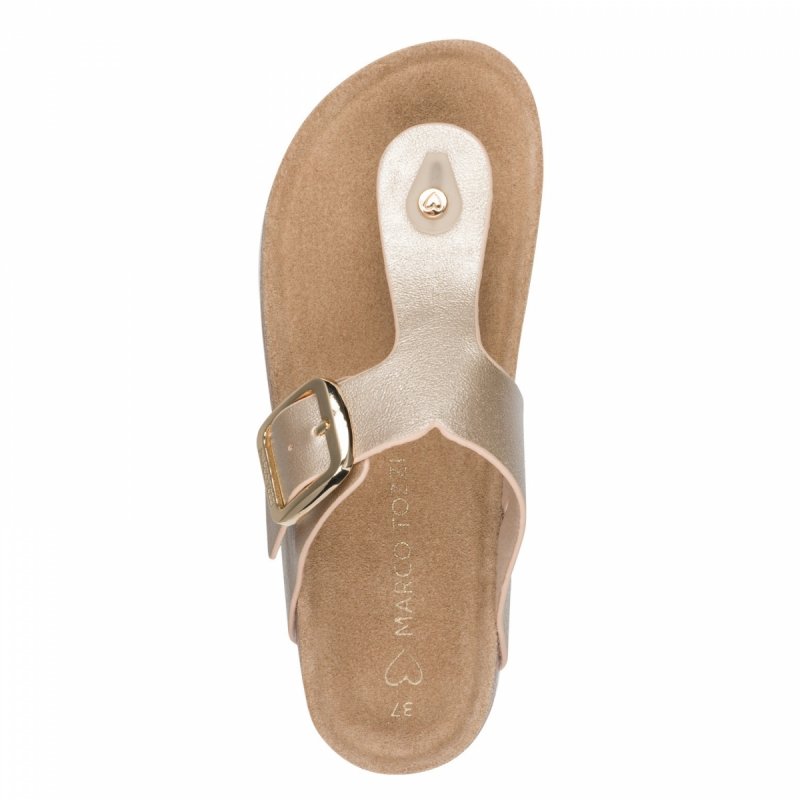 Klapki japonki złote 36 MARCO TOZZI 27120 płaskie