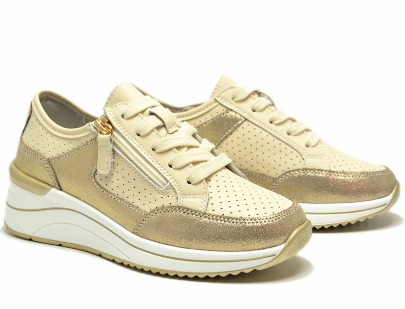 Półbuty sneakersy skóra 41 beżowe SOKOLSKI 391 beż skórzane