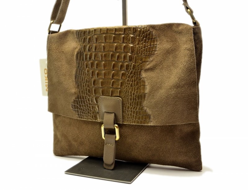 TOREBKA skórzana MIKO skóra taupe damska listonoszka beżowa