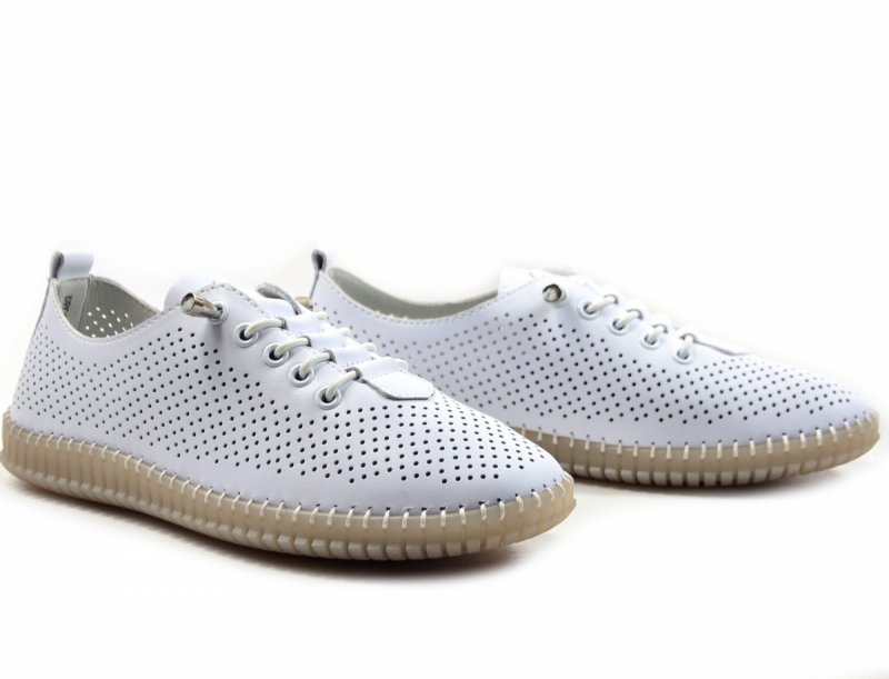 Półbuty sneakersy 41 skóra FILIPPO 6140 białe skórzane ażurowane