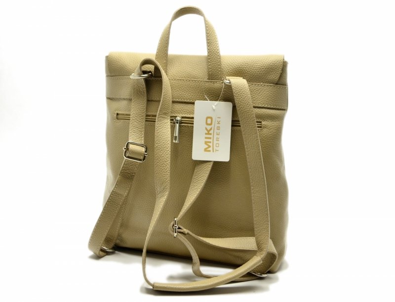 Torba plecak skórzany beż MIKO skóra damski beżowy taupe