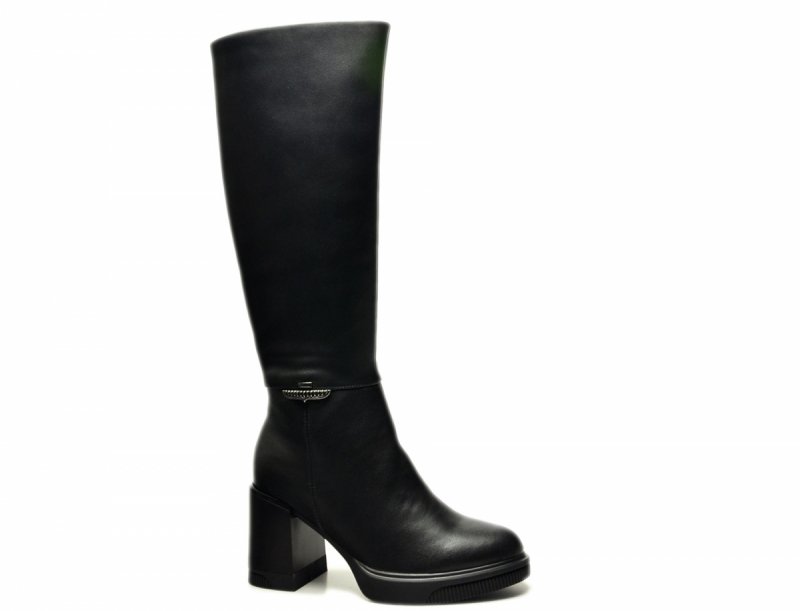 Kozaki 37 VINCEZA 66826 czarne skóra skórzane damskie na obcasie