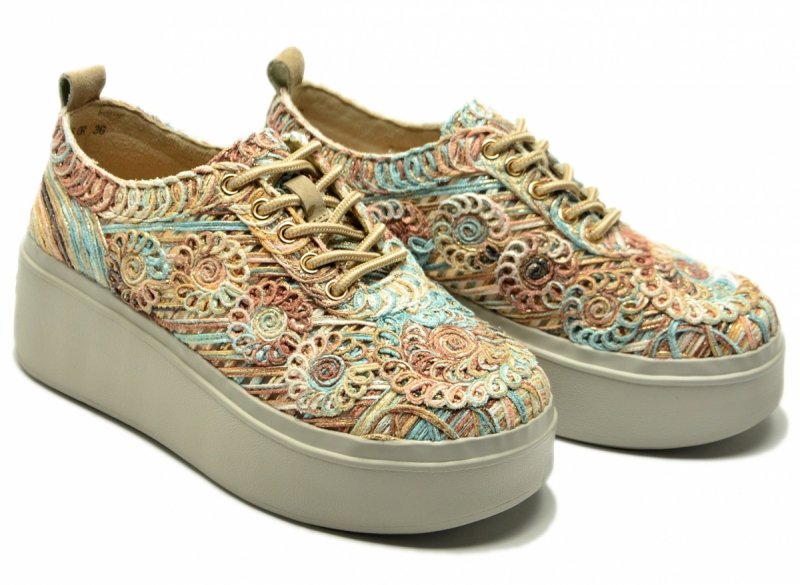 Sneakersy kolorowe 39 FILIPPO 7799 półbuty beżowe turkusowe