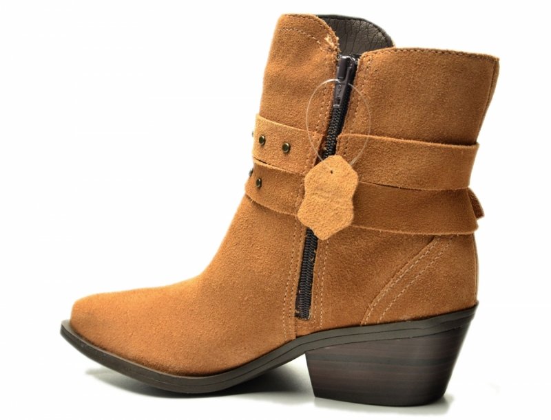 Botki 39 BOTTERO 347707 skóra kowbojki brązowe skórzane zamsz brąz