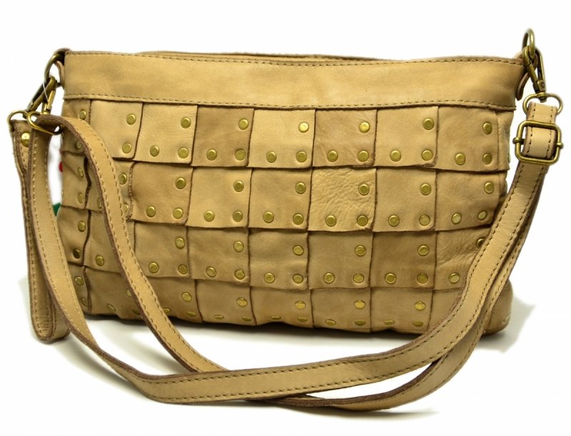 TOREBKA listonoszka MIKO skóra taupe vintage beż damska ćwieki