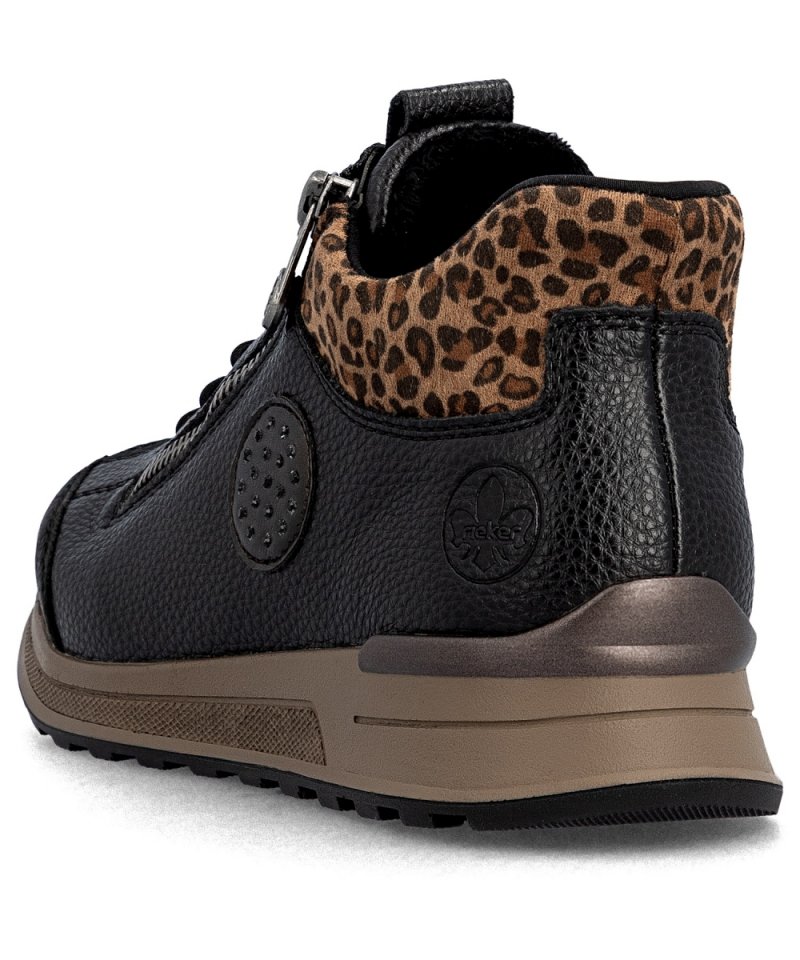 BOTKI sneakersy 40 RIEKER 1457 czarne damskie półbuty