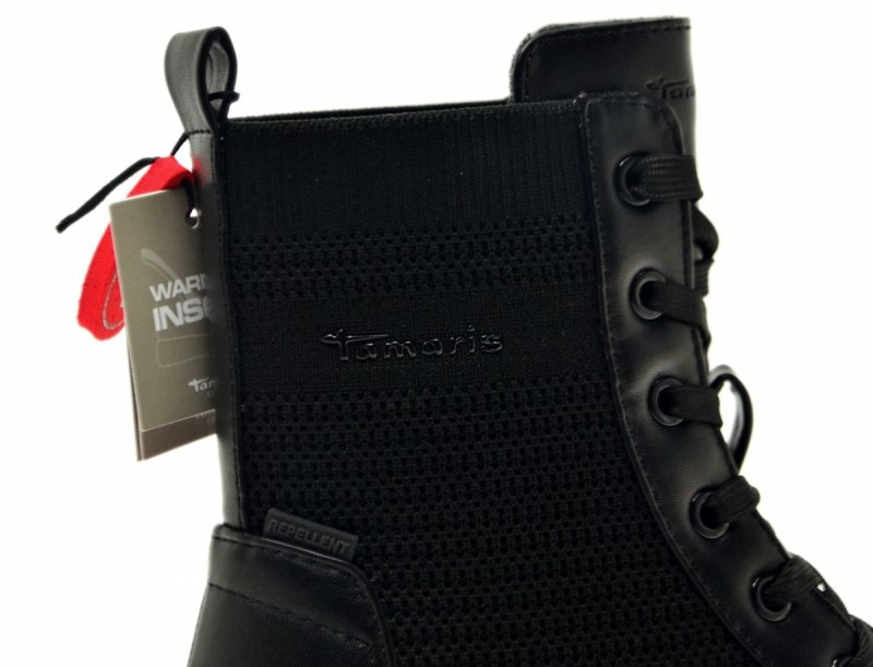 Botki 41 TAMARIS 86211  czarne duo-tex płaskie