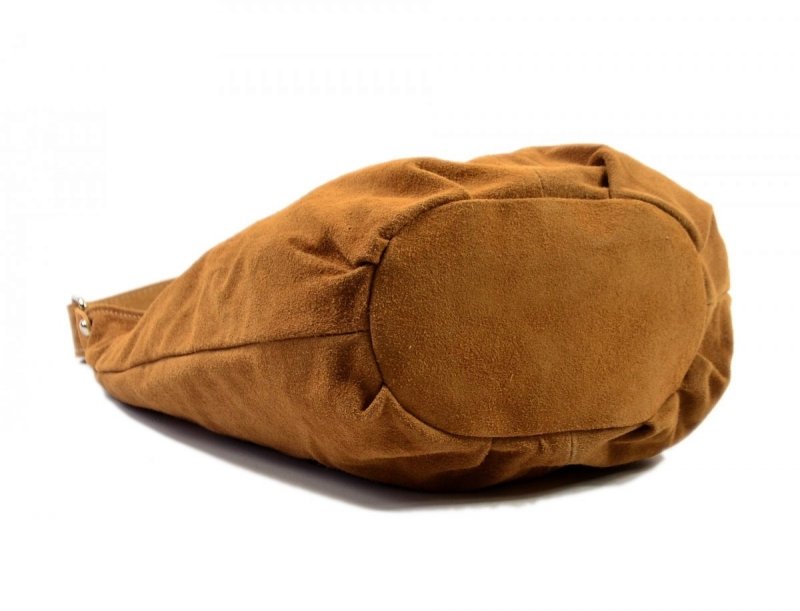 TOREBKA damska skóra brąz camel WOREK Miko zamsz